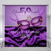 Lofaris Purple Silk Masquerade Custom 50th Birthday Backdrop